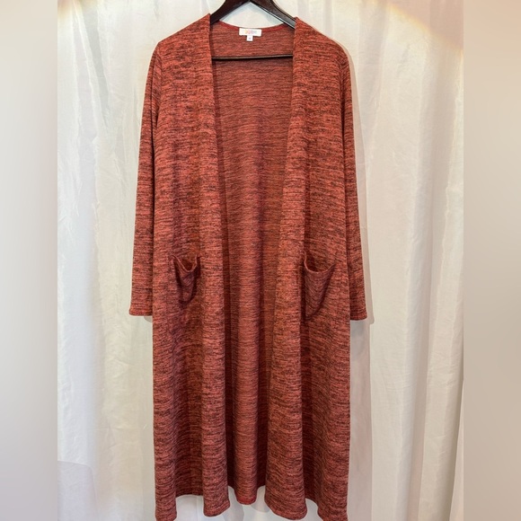 LuLaRoe Sweaters - LuLaRoe Rust Red Heathered Longline Open Front Cardigan Size Medium